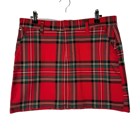 Tommy Hilfiger Jeans Red Tartan Plaid Y2K Mini Skirt 9 - Picture 1 of 4